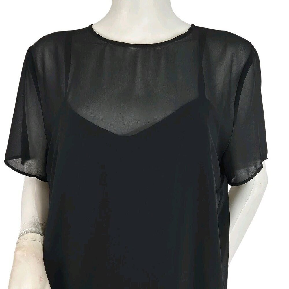 Marella Women's Top Blouse 2 Pc Size 8 Short Sleeve Black Round Neck NWT (12)